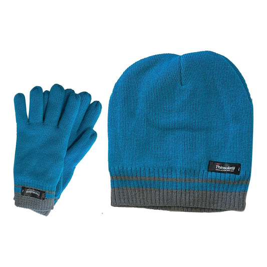 Women's Winter Hat and Gloves Set with 3M Thinsulate Insulation and Stylish Stripe Design in Multiple Colors for Warmth and Comfort by Sock Stack. Buy now for £8.00.