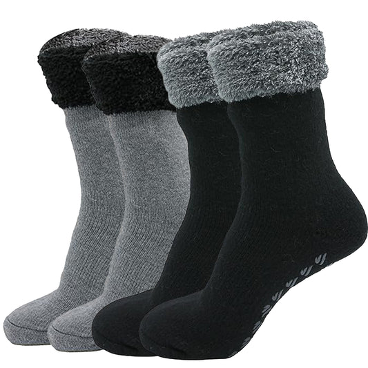 Pack of 2 Women's Feather Soft TOT Slipper Socks with Anti-Slip Grips Fleece Lined Cozy Winter Indoor Lounge Socks by Sock Stack. Buy now for £14.00.