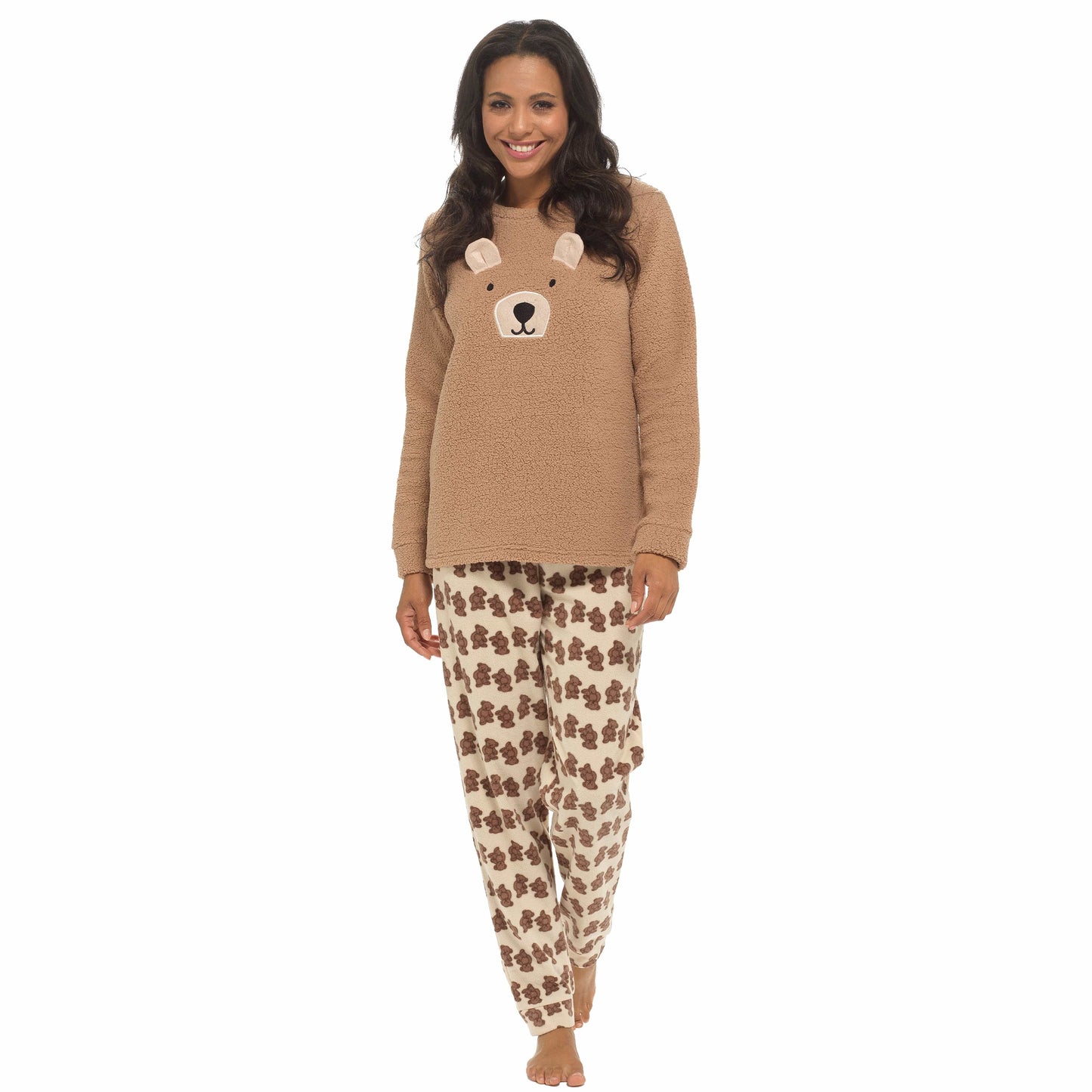 Women's Teddy Bear Warm Soft Fleece Pyjama Set Cozy Loungewear PJs by Daisy Dreamer. Buy now for £18.00.