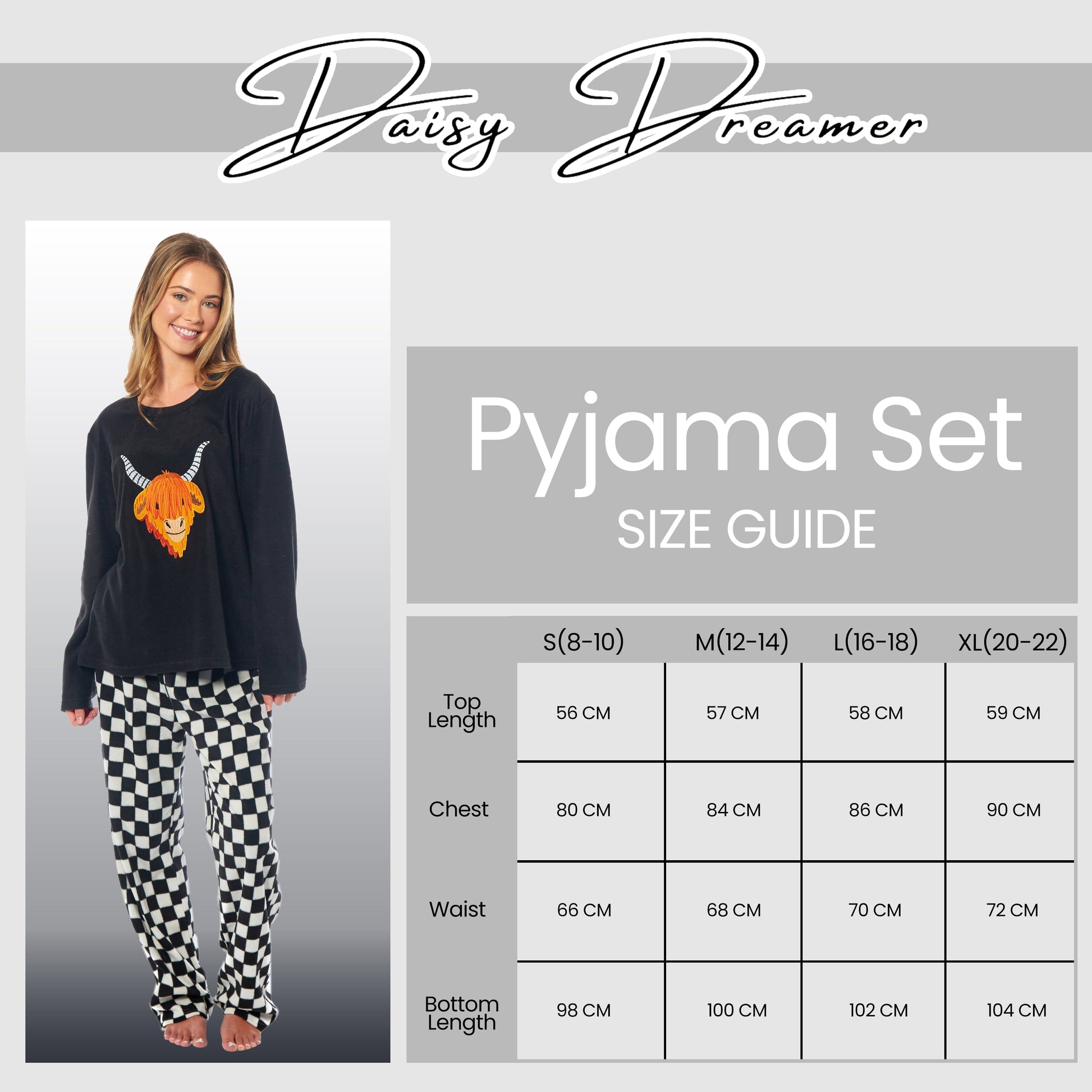 Women's Highland Cow Thermal Fleece Pyjamas Set Soft Warm Winter PJs Animal Print Loungewear Sleepwear Long Sleeve Top and Bottom by Daisy Dreamer. Buy now for £15.00. A Pyjamas by Daisy Dreamer. 100% polyester,_Hi_chtgptapp_optimised_this_description-gen