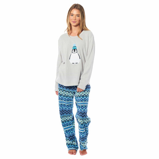 Women's Penguin Thermal Fleece Pyjamas Set Soft Warm Winter PJs Animal Print Loungewear Sleepwear Long Sleeve Top and Bottom by Daisy Dreamer. Buy now for £15.00.