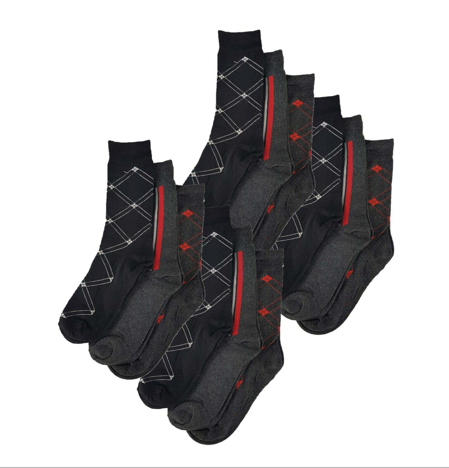 12 Pairs Mens Premium Cotton Argyle Stripe Diamond Pattern Formal Shoe Socks Flat Toe Seam Durable Comfortable Business Wear UK 6-11 by Sock Stack. Buy now for £7.00.