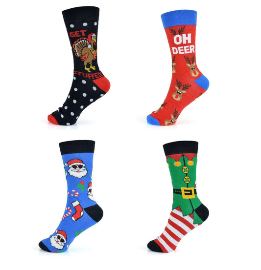 4 Pack Mens Christmas Socks Cotton Rich Fun Festive Designs Perfect Stocking Filler Holiday Gift UK 6-11 EUR 39-45 by Sock Stack. Buy now for £8.00.
