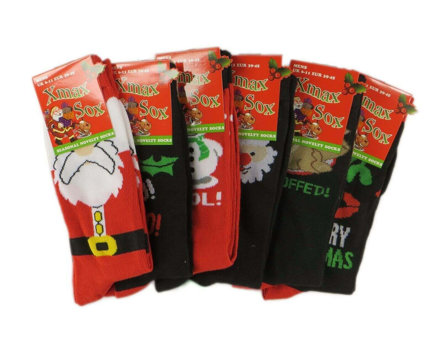 6 Pack Men's Christmas Socks Cotton Rich Holiday Designs Festive Santa Snowman Holly Turkey Comfortable Warm Gift UK 6-11 EUR 39-45 by Sock Stack. Buy now for £6.00.
