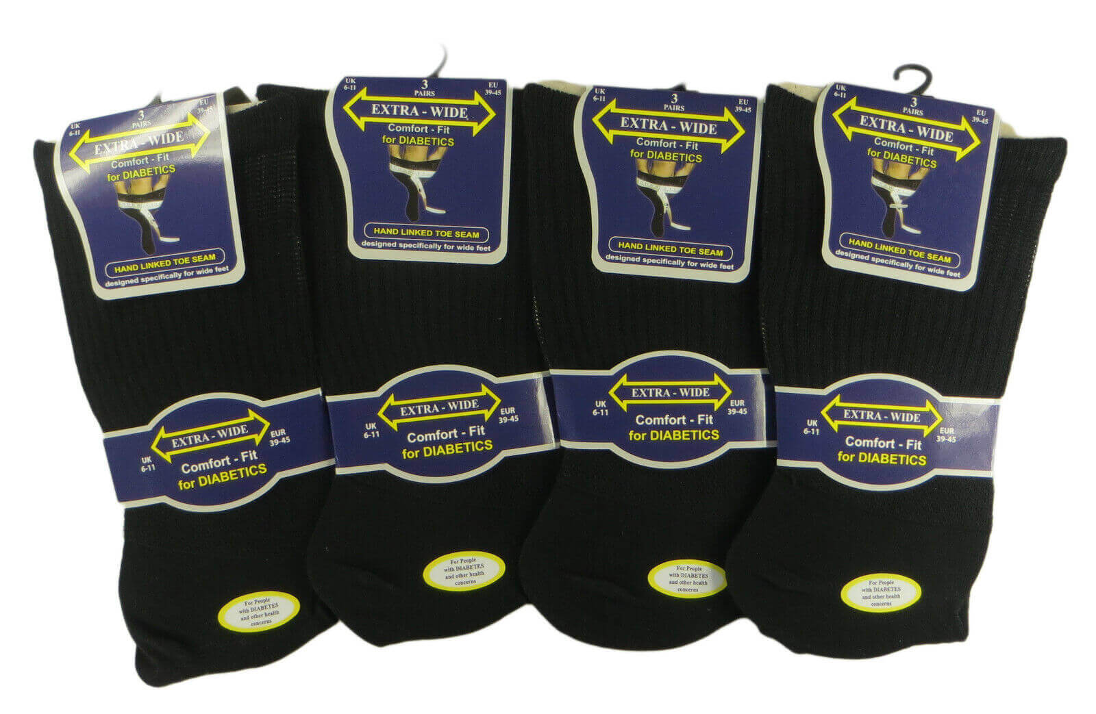 6 Pack Men's Extra Wide Non-Elastic Diabetic Socks Super Soft Breathable Moisture-Wicking Antibacterial Sustainable Cotton Black UK Sizes 6-11 by Sock Stack. Buy now for £10.00.