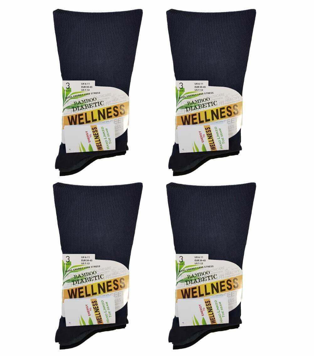6 Pairs Men's Bamboo Diabetic Comfort Socks Moisture-Wicking Antibacterial Hypoallergenic Extra Wide Sustainable Sock Stack. Buy now for £9.00.