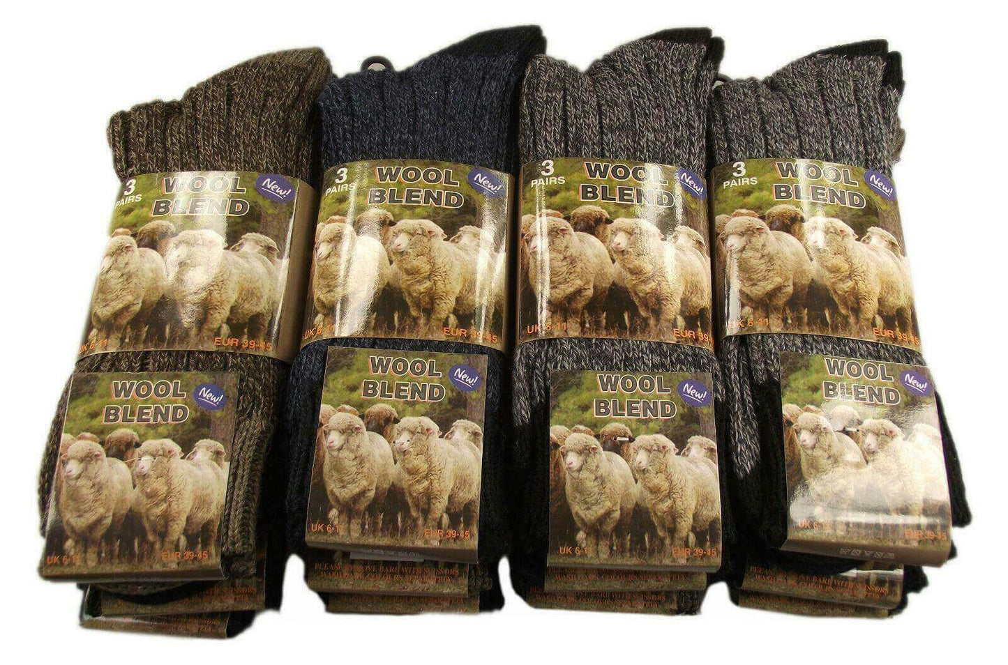 6 Pairs Mens Wool Socks Thick Warm Boot Socks with Reinforced Heel and Toe Ideal for Hiking Camping and Work by Sock Stack. Buy now for £7.00.