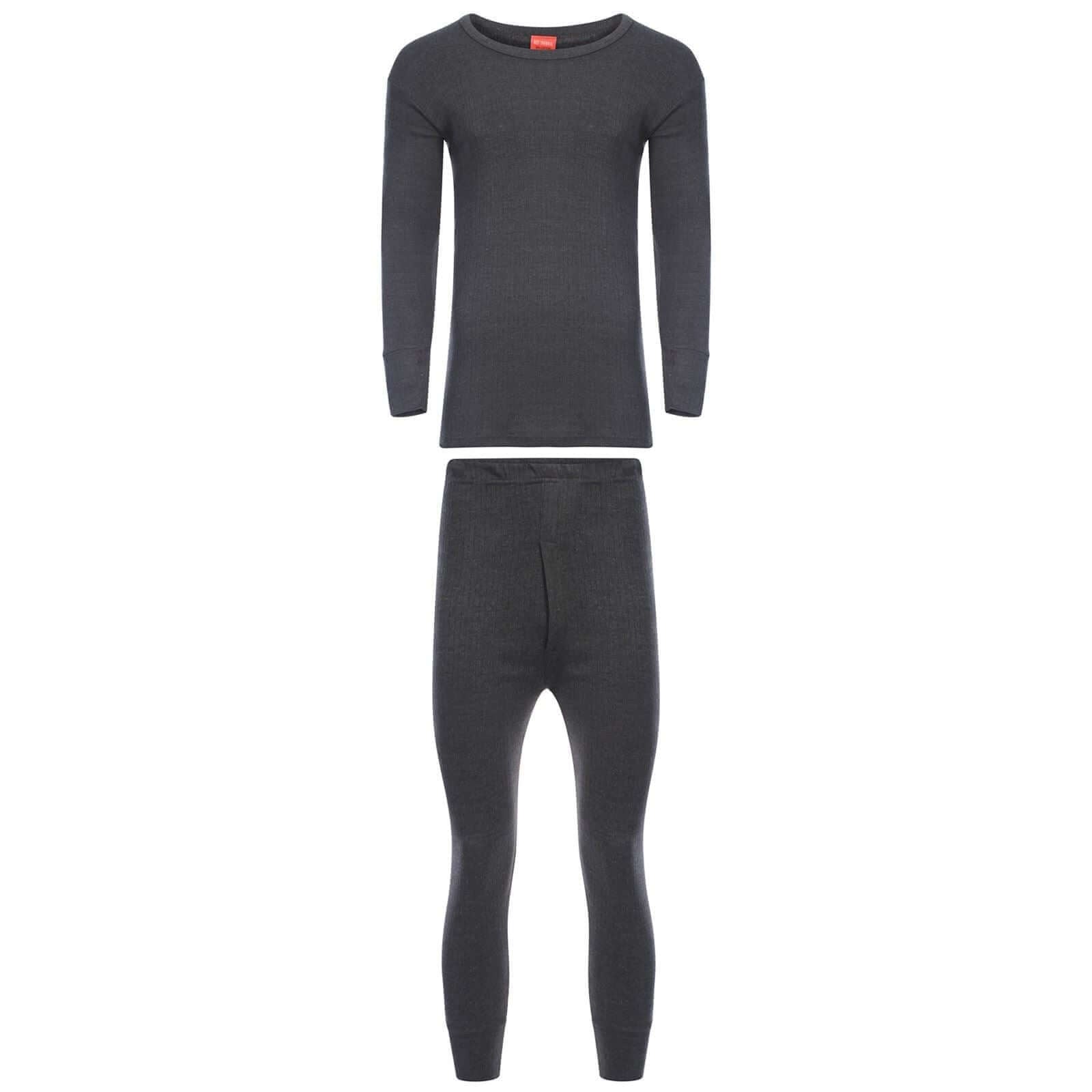 Kids Winter Thermal Underwear Set Boys Warm Long Sleeve Top and Pants Cozy Insulating Base Layer Sizes 3-13 Charcoal Black by Heatwave Thermalwear. Buy now for £7.00.