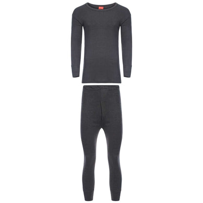 Kids Winter Thermal Underwear Set Boys Warm Long Sleeve Top and Pants Cozy Insulating Base Layer Sizes 3-13 Charcoal Black by Heatwave Thermalwear. Buy now for £7.00.