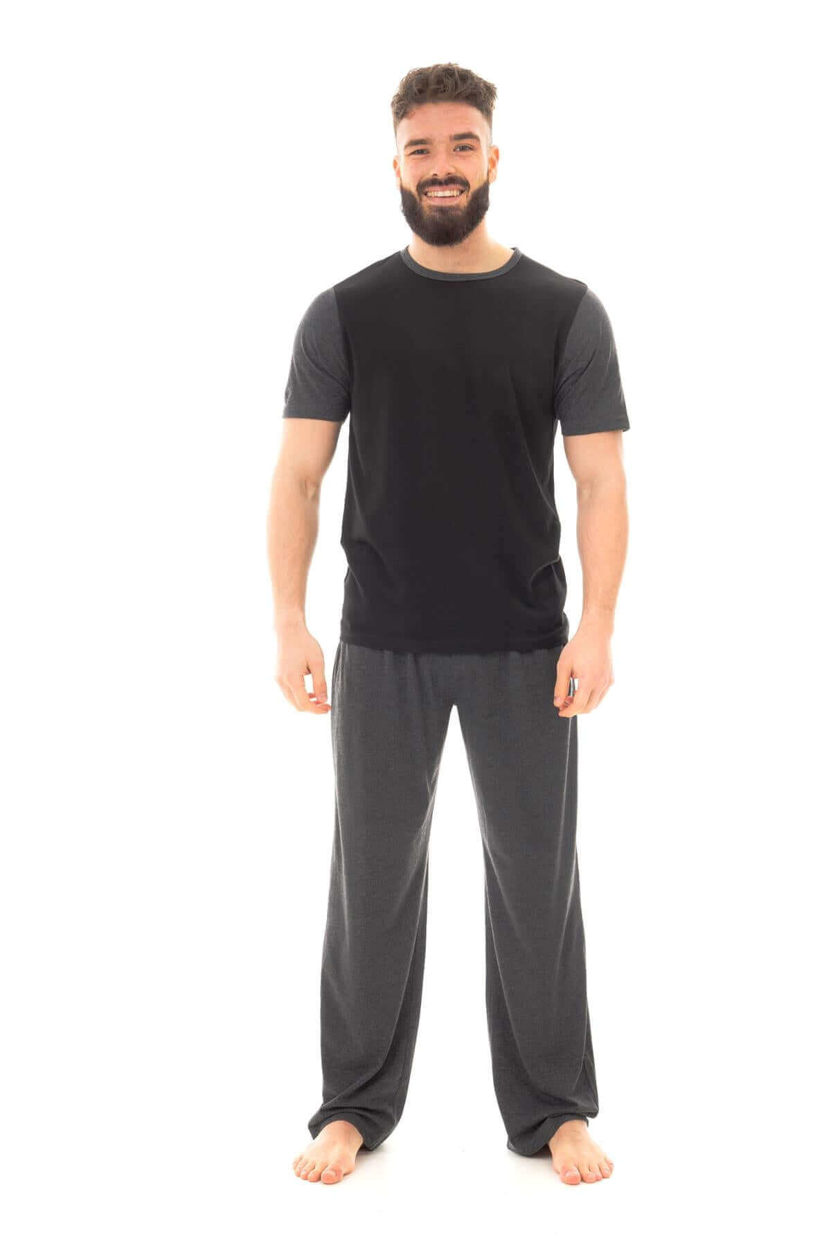 Men's Cotton T Shirt and Long Pants Loungewear Set Comfortable Lightweight Sleepwear for Warm Weather Relaxation Versatile Styles by Sock Stack. Buy now for £10.00.