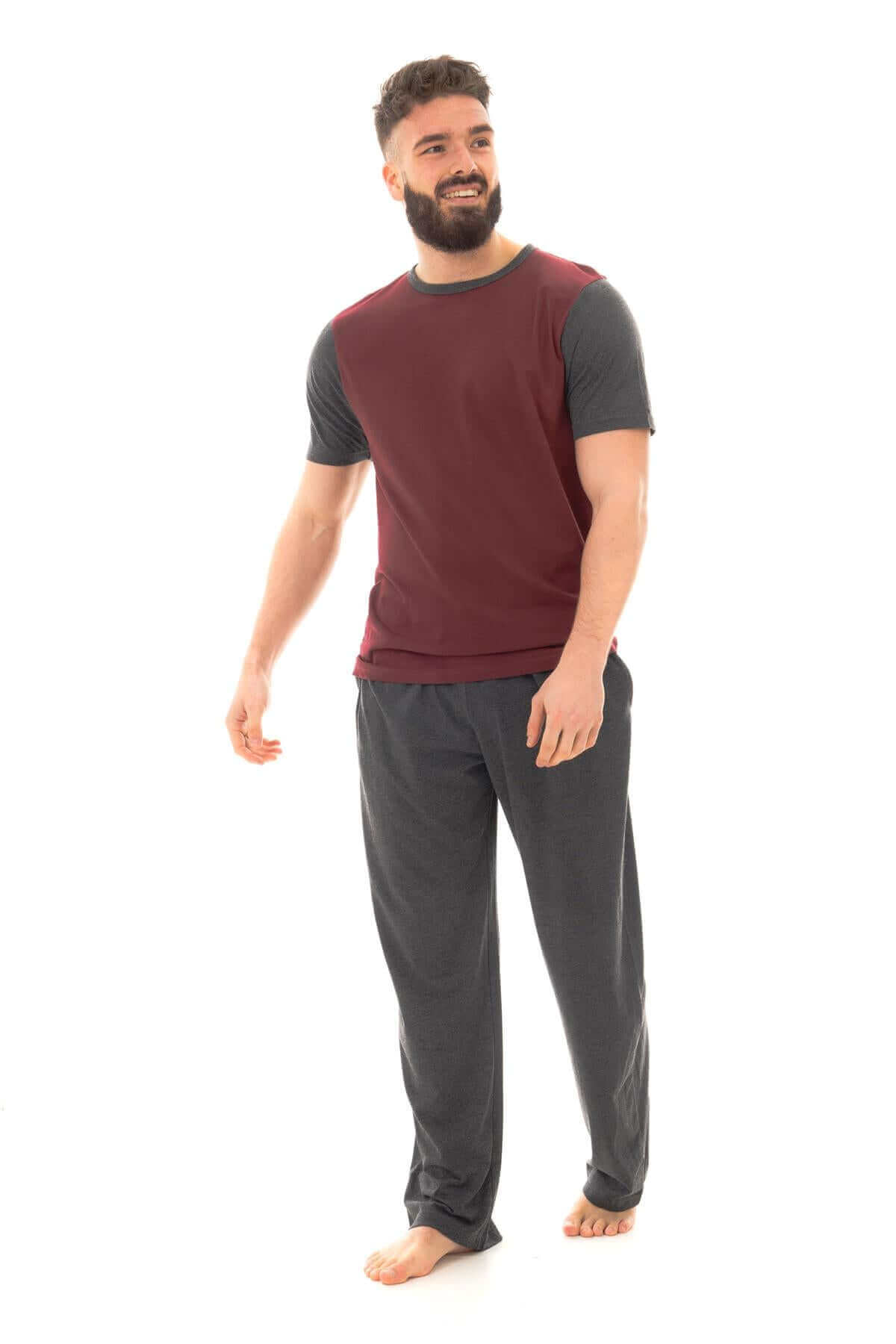 Men's Cotton T Shirt and Long Pants Loungewear Set Comfortable Lightweight Sleepwear for Warm Weather Relaxation Versatile Styles by Sock Stack. Buy now for £10.00.