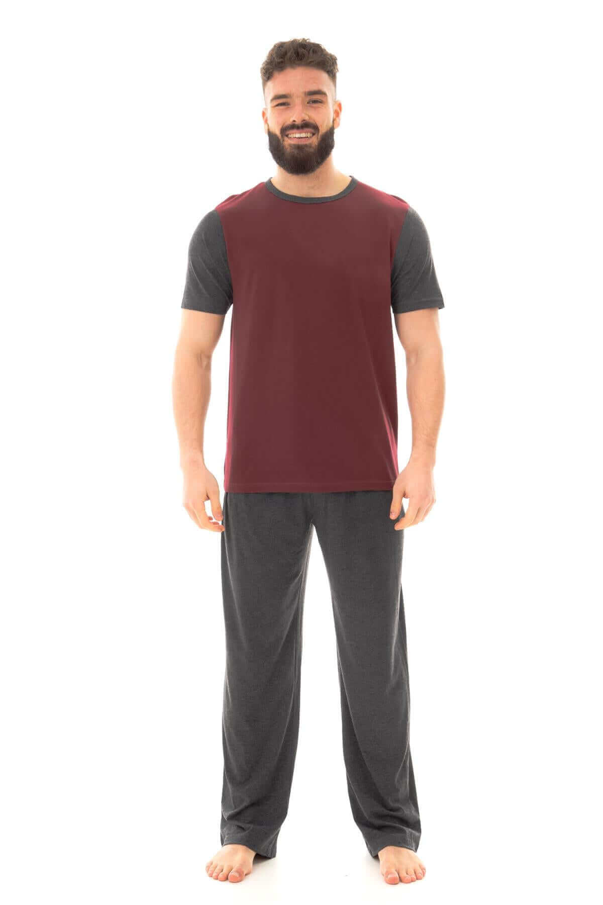 Men's Cotton T Shirt and Long Pants Loungewear Set Comfortable Lightweight Sleepwear for Warm Weather Relaxation Versatile Styles by Sock Stack. Buy now for £10.00.