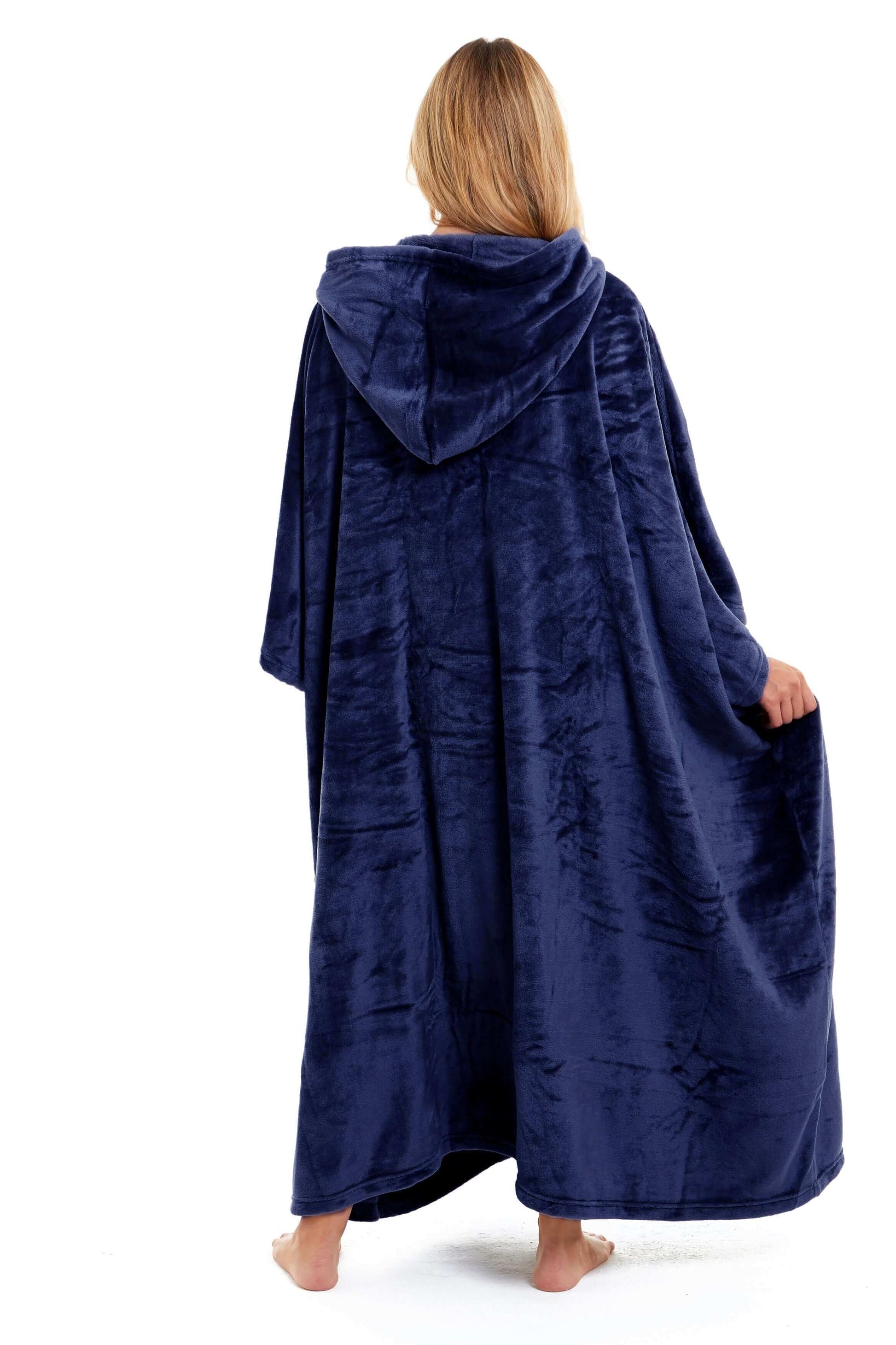 Women's Super Soft Oversized Hooded Poncho Blanket Navy Charcoal Flannel Fleece Cozy Loungewear Nightwear Warm Hoodie One Size Fits Most Adults by Daisy Dreamer. Buy now for £20.00. A Hooded Blanket by Daisy Dreamer. _Hi_chtgptapp_optimised_this_descripti
