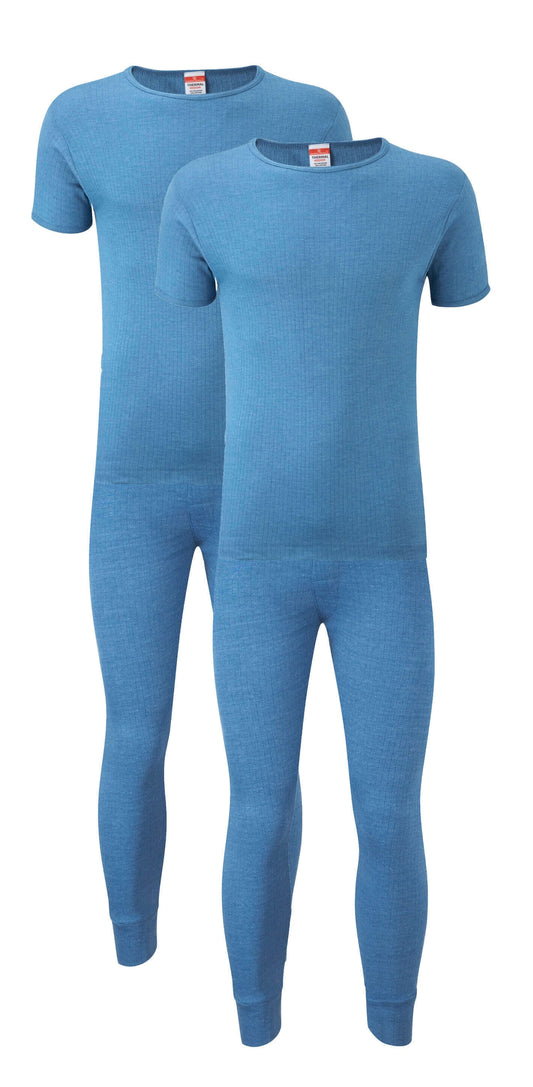 Pack of 2 Mens Thermal Underwear Set Top and Bottom Warm Baselayer for Winter Outdoor Sports in Black Grey Navy White Small to Large by Heatwave Thermalwear. Buy now for £18.00.