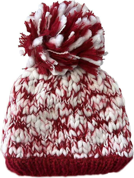 Women's Hand Knitted Daisy Pattern Winter Hat Headband Mittens Set with Pom Pom in Red Green Pink for Outdoor Activities and Holiday Gifts by Sock Stack. Buy now for £8.00.