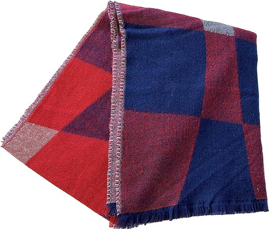 Women's Soft Woven Winter Scarves Lightweight Cozy Acrylic Wraps in Vibrant Orange Yellow Multi and Purple Red Multi by Sock Stack. Buy now for £7.00.
