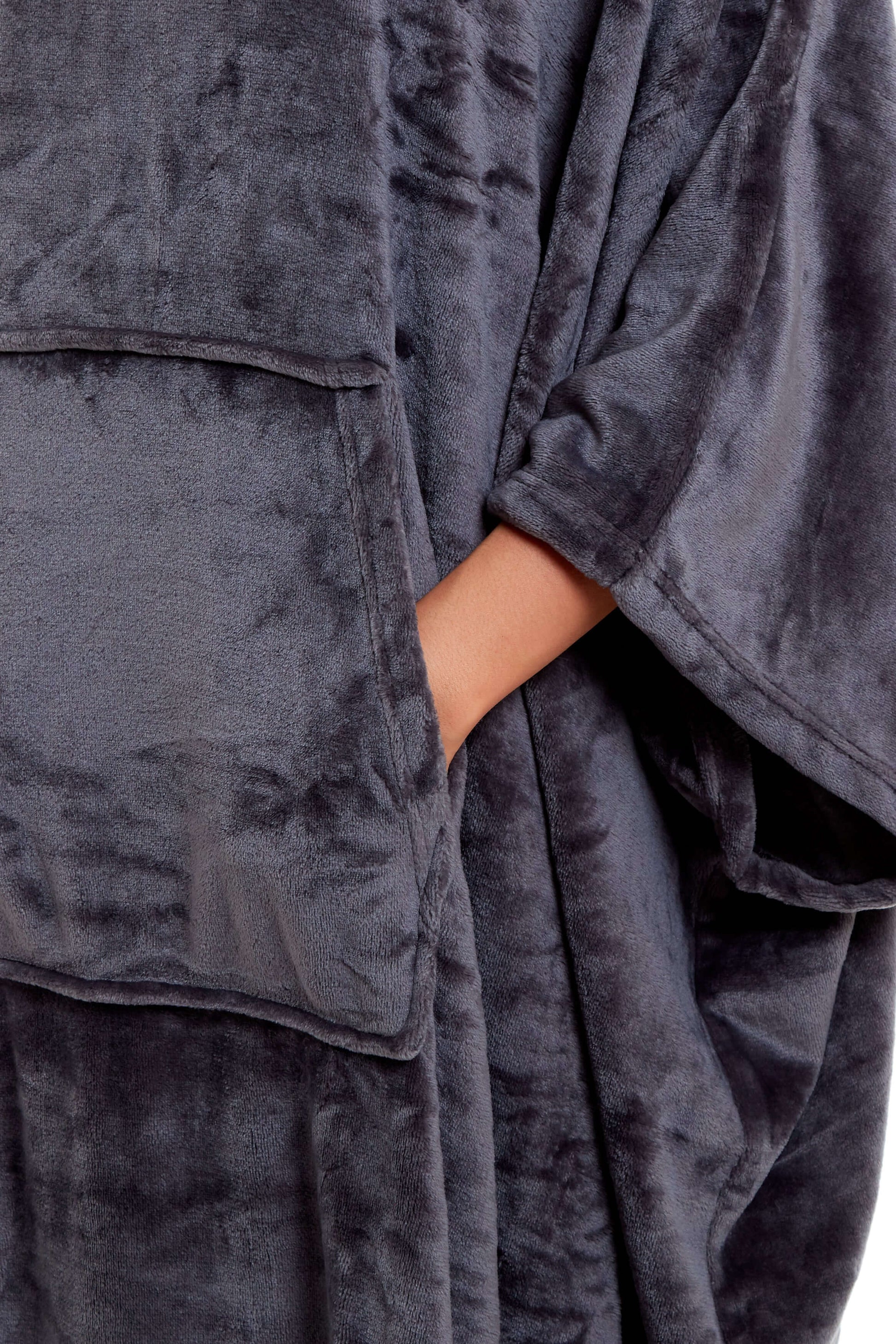 Women's Super Soft Oversized Hooded Poncho Blanket Navy Charcoal Flannel Fleece Cozy Loungewear Nightwear Warm Hoodie One Size Fits Most Adults by Daisy Dreamer. Buy now for £20.00.