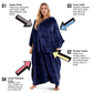 Women's Super Soft Oversized Hooded Poncho Blanket Navy Charcoal Flannel Fleece Cozy Loungewear Nightwear Warm Hoodie One Size Fits Most Adults by Daisy Dreamer. Buy now for £20.00.