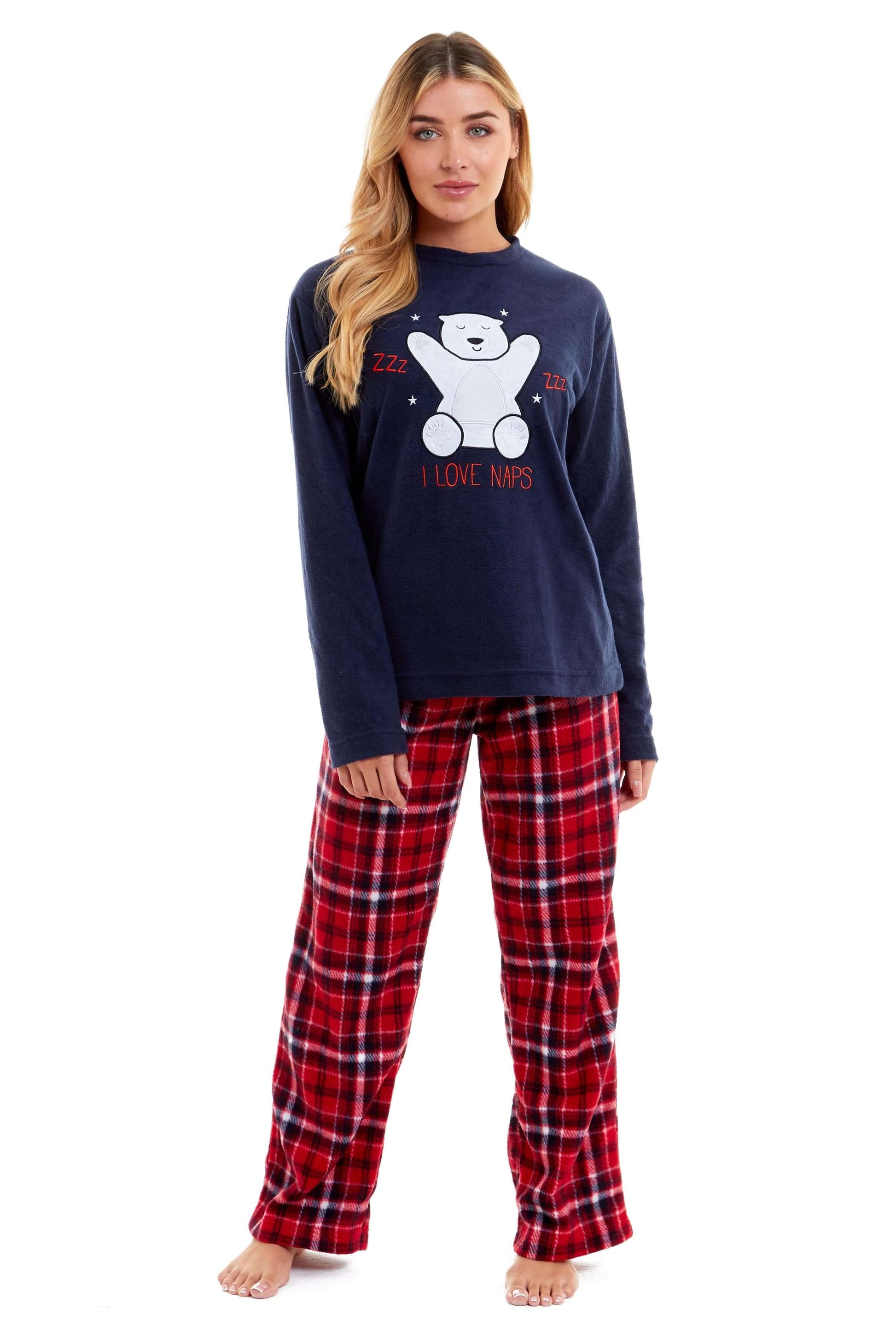 Women's Super Soft Polar Bear Fleece Pyjama Set Hooded Top Elasticated Pants Winter Loungewear Warm Durable Sleepwear by Daisy Dreamer. Buy now for £17.00.