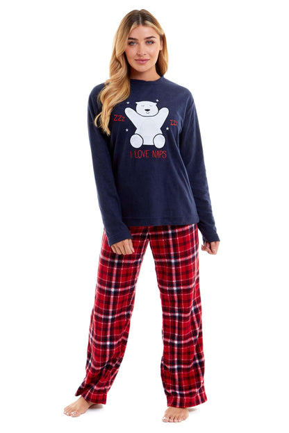 Women's Super Soft Polar Bear Fleece Pyjama Set Hooded Top Elasticated Pants Winter Loungewear Warm Durable Sleepwear by Daisy Dreamer. Buy now for £17.00.