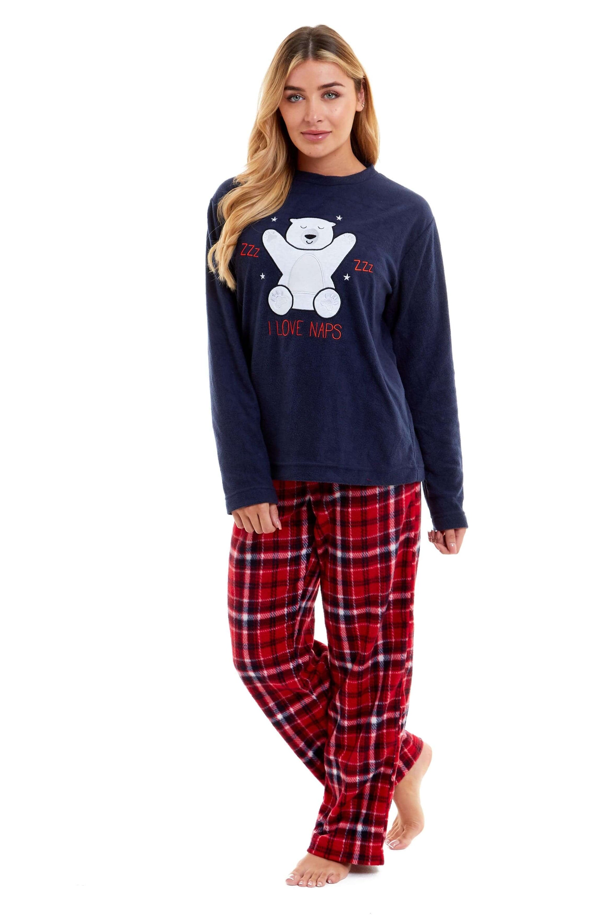Women's Super Soft Polar Bear Fleece Pyjama Set Hooded Top Elasticated Pants Winter Loungewear Warm Durable Sleepwear by Daisy Dreamer. Buy now for £17.00.