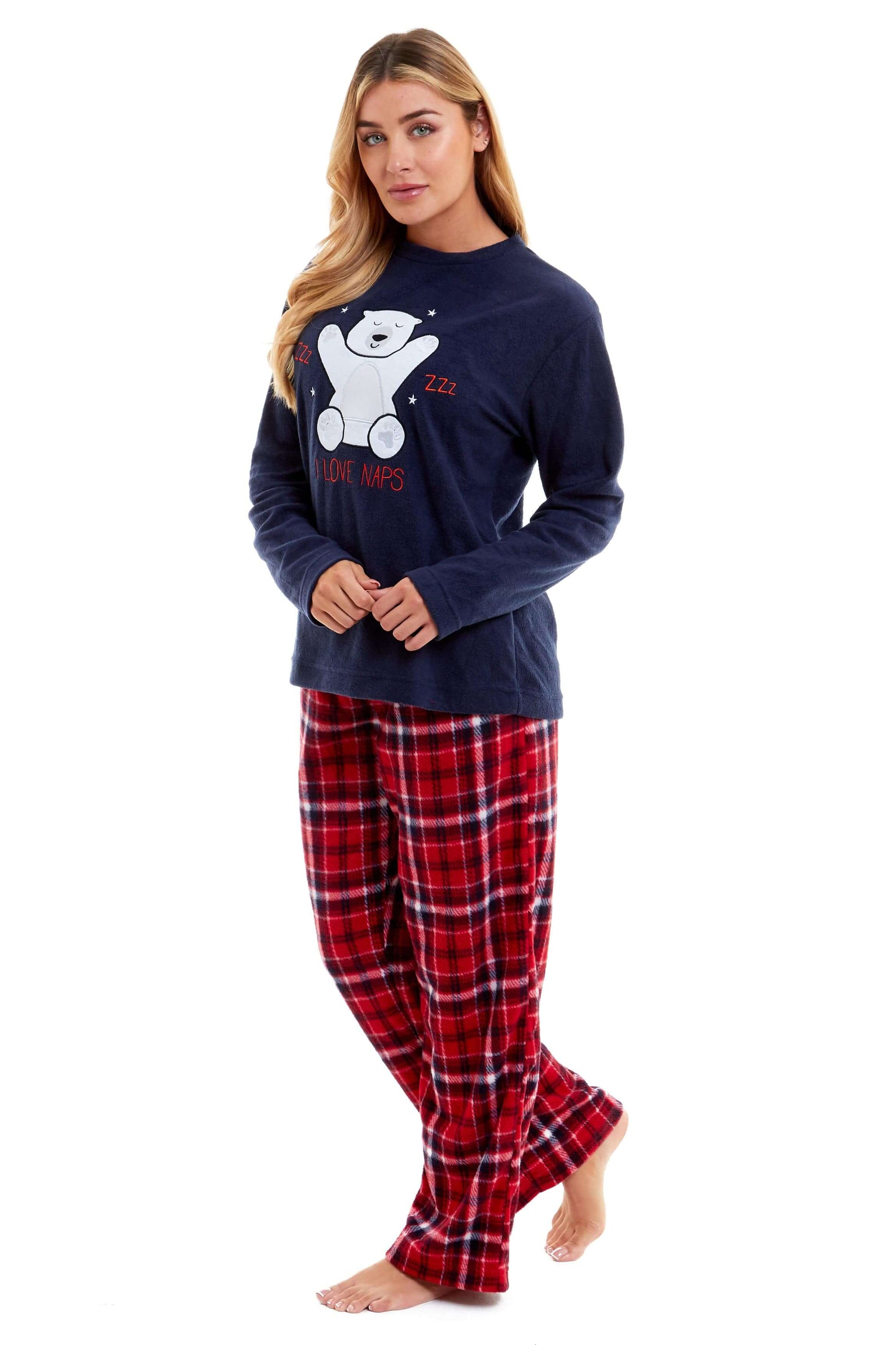 Women's Super Soft Polar Bear Fleece Pyjama Set Hooded Top Elasticated Pants Winter Loungewear Warm Durable Sleepwear by Daisy Dreamer. Buy now for £17.00.