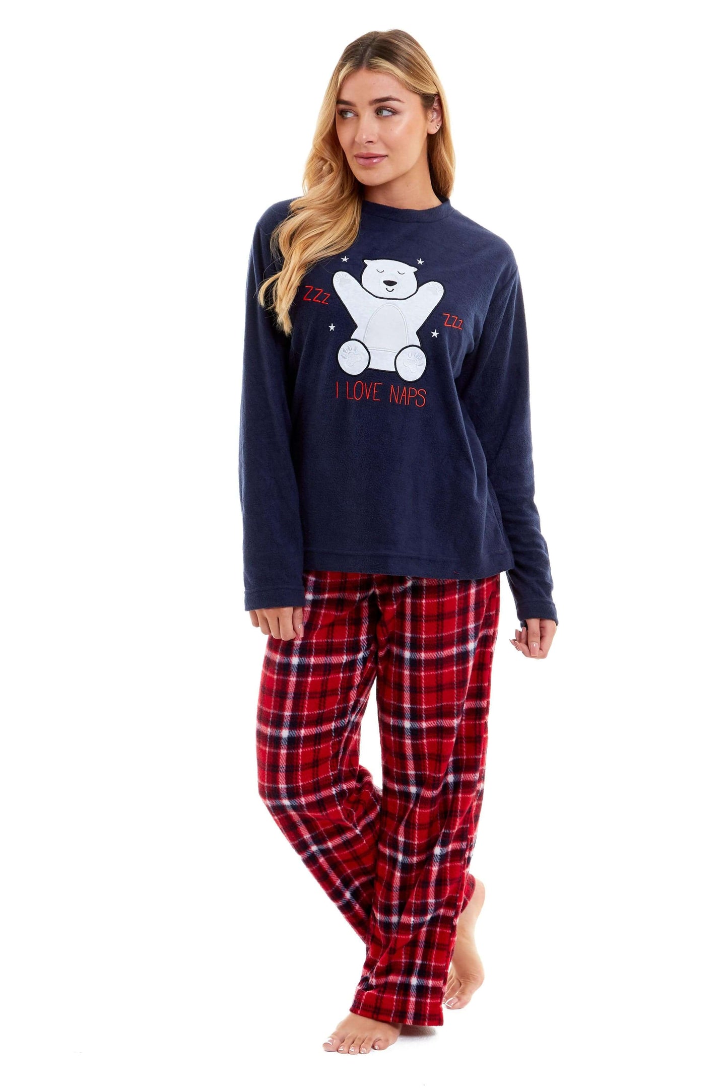 Women's Super Soft Polar Bear Fleece Pyjama Set Hooded Top Elasticated Pants Winter Loungewear Warm Durable Sleepwear by Daisy Dreamer. Buy now for £17.00.