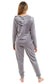 Women's Super Soft Velour Hooded Pyjama Set Comfortable Fleece Loungewear for Lounging Sleeping Pajama Parties in Pink Grey by Daisy Dreamer. Buy now for £20.00.