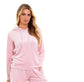 Women's Super Soft Velour Hooded Pyjama Set Comfortable Fleece Loungewear for Lounging Sleeping Pajama Parties in Pink Grey by Daisy Dreamer. Buy now for £20.00.