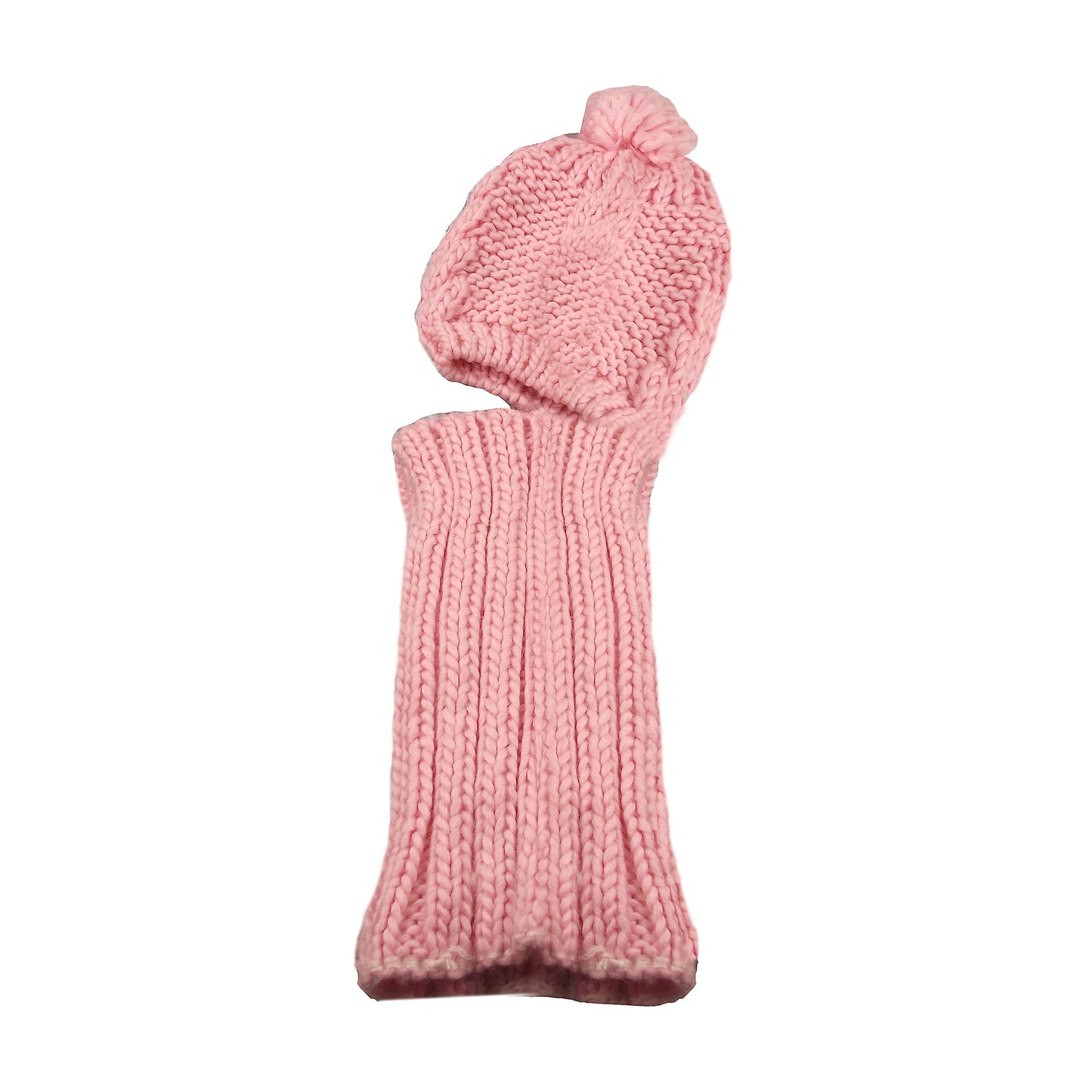 Women's Thermal Beanie Hat with Cable Knit Design and Pom Pom 2-In-1 Snood Scarf Winter Accessory in Cream Pink Black Grey Sock Stack. Buy now for £10.00.