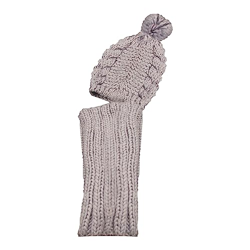 Women's Thermal Beanie Hat with Cable Knit Design and Pom Pom 2-In-1 Snood Scarf Winter Accessory in Cream Pink Black Grey Sock Stack. Buy now for £10.00.