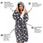 Women's Ultra Soft Plush Fleece Hooded Dressing Gown with Sherpa Lining Star Patterned Cozy Loungewear Nightwear Available in Sizes Small to X Large by Daisy Dreamer. Buy now for £20.00.