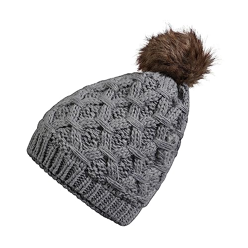 Women's Waterproof Thinsulate Insulated Chunky Beanie Winter Hat with Pom Pom Bobble Warm Cable Knit Ideal for Skiing and Hiking by Sock Stack. Buy now for £8.00.