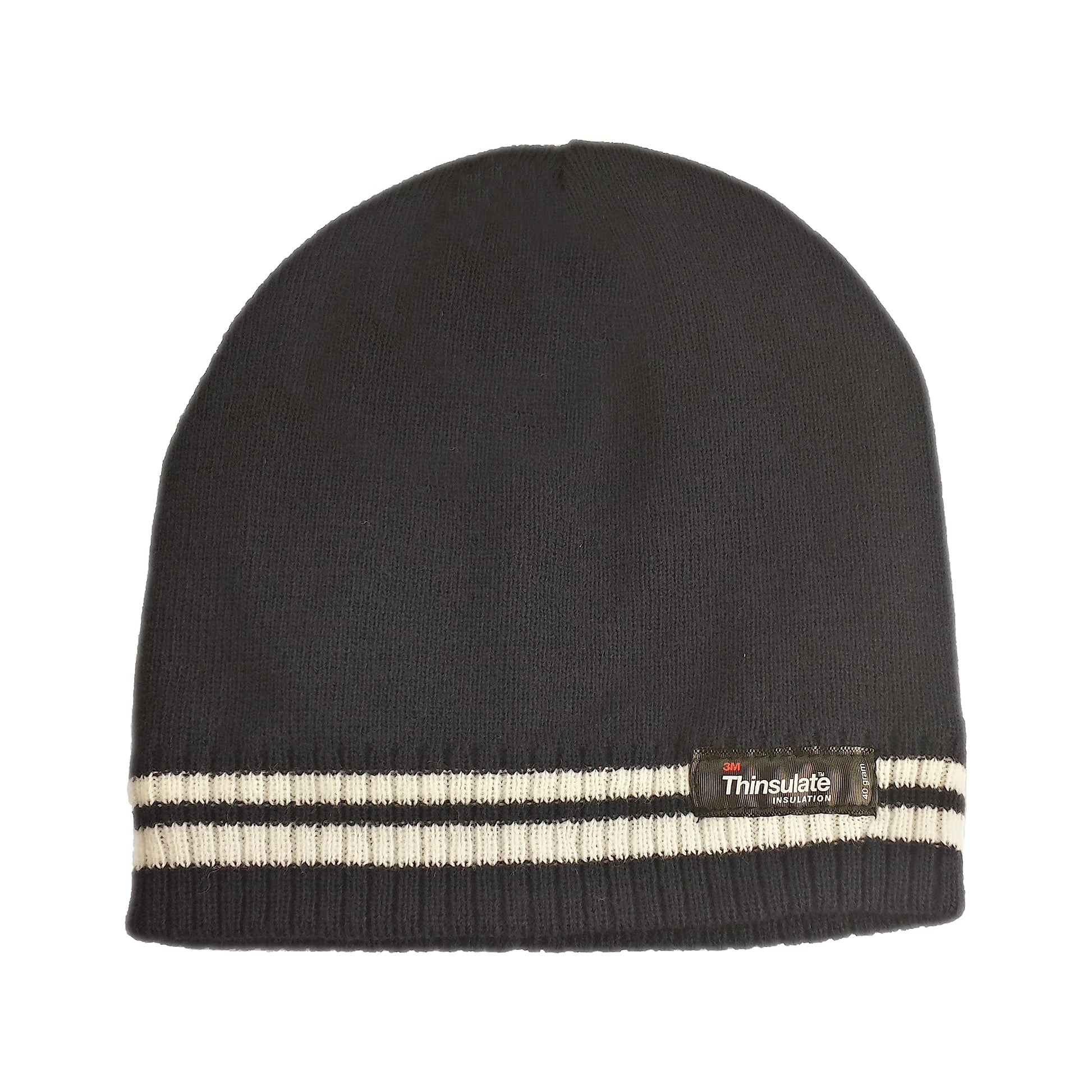 Women's Winter Thermal Beanie Hat with Striped Design and 3M Thinsulate Insulation Warm Acrylic Knit Cap for Cold Weather Fashion Black Red Navy Purple by Sock Stack. Buy now for £8.00.