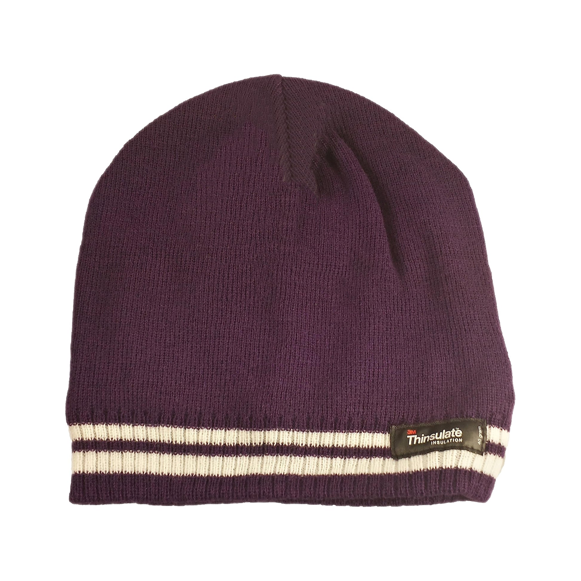 Women's Winter Thermal Beanie Hat with Striped Design and 3M Thinsulate Insulation Warm Acrylic Knit Cap for Cold Weather Fashion Black Red Navy Purple by Sock Stack. Buy now for £8.00.