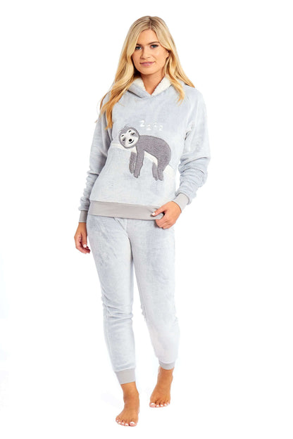 Mother Daughter Matching Sloth Hooded Fleece Pyjamas Plush Flannel Twosie Loungewear with Sherpa Lining Multiple Sizes Cozy Embroidered Sloth Design by Daisy Dreamer. Buy now for £15.00. A Pyjamas by Daisy Dreamer. 12-14,16-18,20-22,8-10,_Hi_chtgptapp_opt